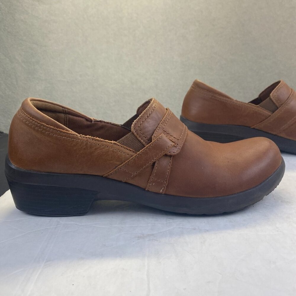 Clarks Bendables Womens 10 M Brown Leather Wedge Heel Slip On Loafers 15260 - Picture 7 of 9
